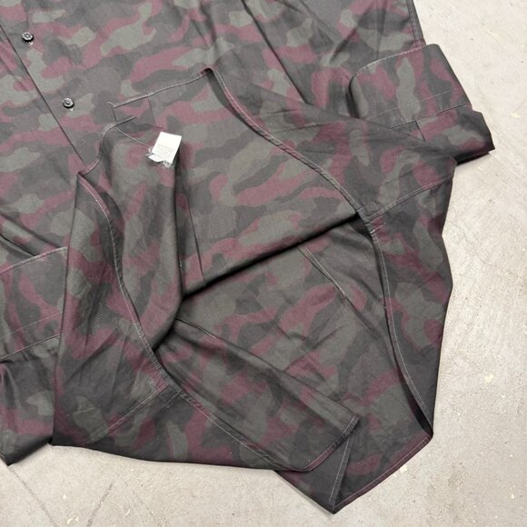XACUS Dress Shirt Slim Fit Camo Green Long Sleeve Made in Italy 16 1/2 Large - Picture 7 of 9